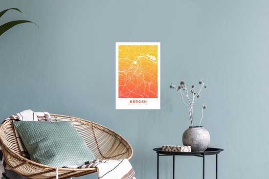 Stickers muraux - Plan de la ville - Montagnes - Oranje - België - 20x30 cm - Film adhésif - Carte