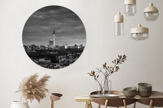 WallCircle® Wandcirkel 140x140 cm - Muurcirkel Stad - Berlijn - Urban - Muurdecoratie woonkamer - Wanddecoratie slaapkamer - Kamer decoratie accessoires - Ronde schilderijen