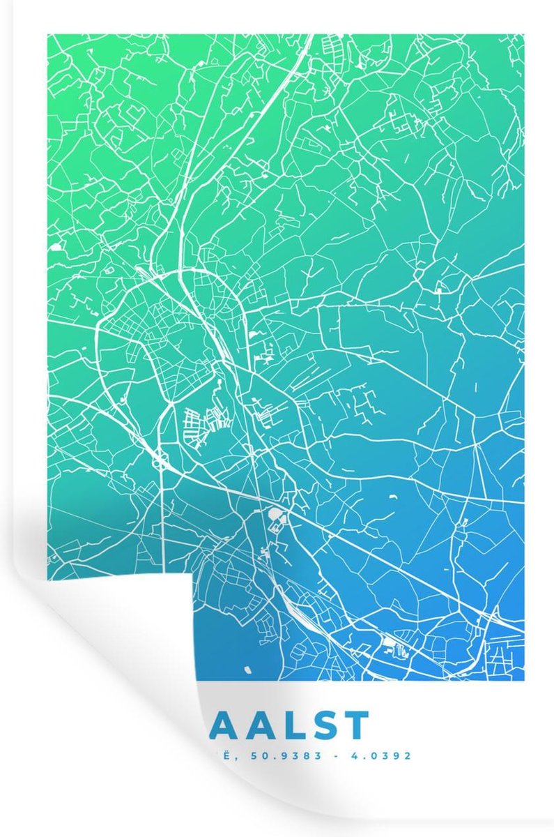 Muurstickers - Stadskaart - Aalst - België - 60x90 cm - Plakfolie ...