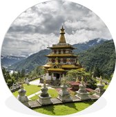 WallCircle - Peinture - Nuages Du Temple Du Bhoutan - Multicolore - 90 X 90 Cm