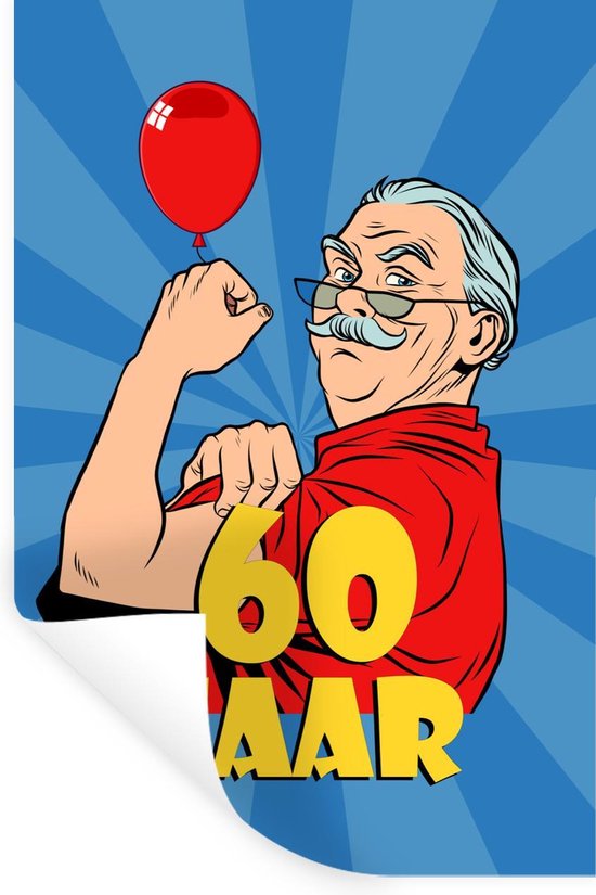 Stickers muraux - Film autocollant - Homme - Anniversaire - 60 ans - 80x120 cm - Film adhésif - Stickers muraux muraux Chambre d'enfant - Papier peint autocollant - Papier peint autocollant - Film autocollant