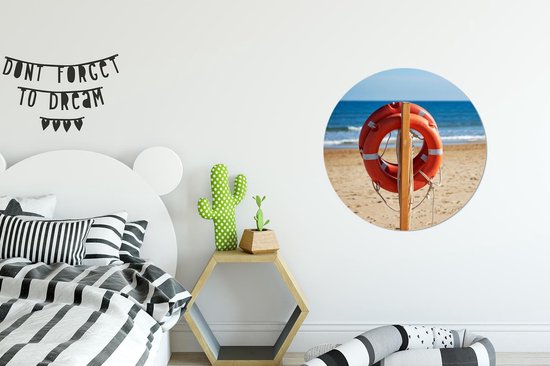 WallCircle - Wandcirkel ⌀ 60 - Boei - Strand - Reddingsboei - Ronde schilderijen woonkamer - Wandbord rond - Muurdecoratie cirkel - Kamer decoratie binnen - Wanddecoratie muurcirkel - Woonaccessoires