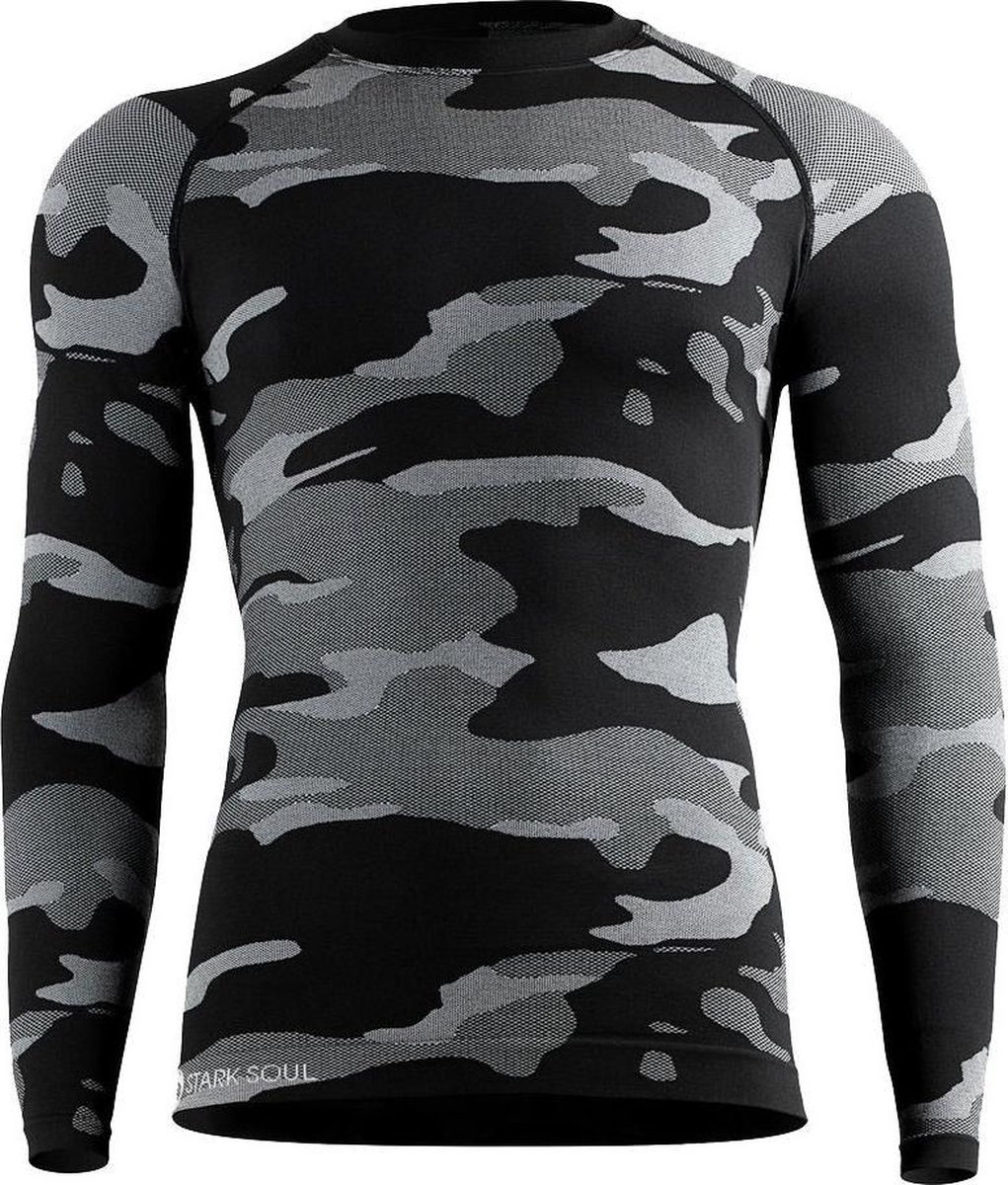 Heren thermoshirt met lange mouwen - Camouflage Zwart - Maat S/M