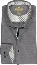 Redmond modern fit overhemd - dobby structuur - zwart met wit mini dessin (contrast) - Strijkvriendelijk - Boordmaat: 45/46