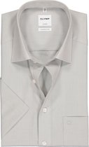 OLYMP Luxor comfort fit overhemd - korte mouw - grijs - Strijkvrij - Boordmaat: 48