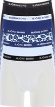 Björn Borg boxershorts Essential  (5-pack) - heren boxers normale lengte - zwart - wit - licht- en donkerblauw en blauwe balderen print -  Maat: XXL