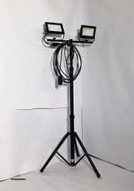 Bouwlamp Led op statief, 2x50 watt, Met Extra's en Verbeterd