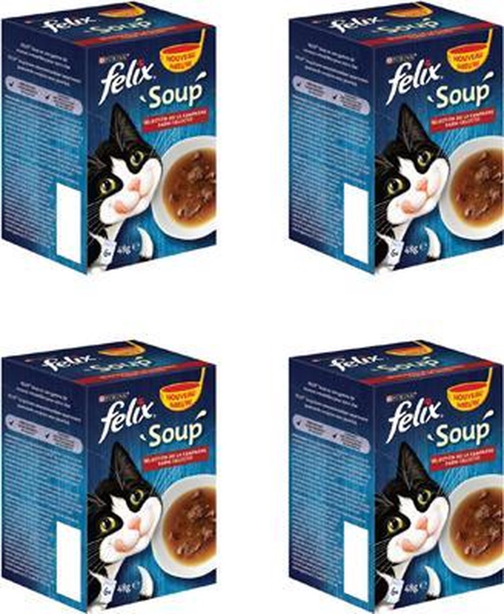 Felix - Kattenvoer - Countryside Soep Vlees-  6x48 gram - per 4 verpakkingen