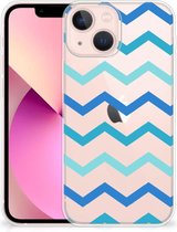 Telefoon Hoesje geschikt voor iPhone 13 mini Siliconen Back Cover Zigzag Blauw
