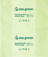 Use.green PLA Afvalzak op rol, 100% composteerbaar , Disposable, wegwerp artikel, eenmalig gebruik, 
 Transparant, lichtgroen, extra sterk, Small, 20L - 40 stuks