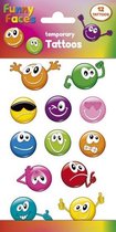 kindertattoos Funny Faces junior papier 12 stuks