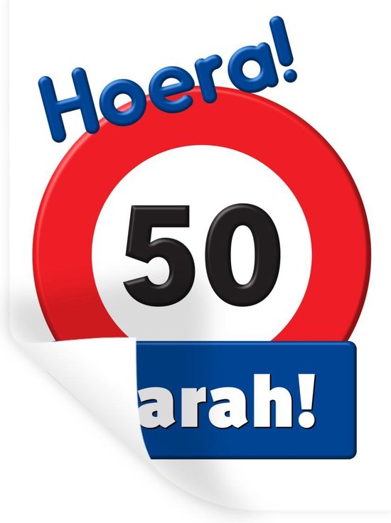 Stickers muraux - Film autocollant - Anniversaire - Décoration 50 ans - Panneau de signalisation - 90x120 cm - Film adhésif - Stickers muraux muraux Chambre d'enfant - Papier peint autocollant - Papier peint autocollant - Film autocollant