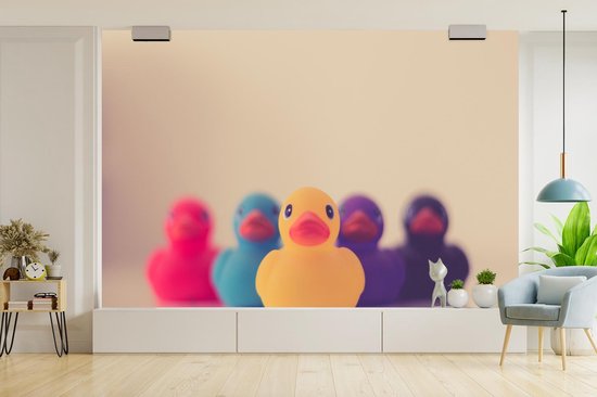 Behang - Fotobehang Badeenden - Kleuren - Breedte 390 cm x hoogte 260 cm