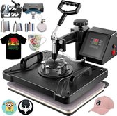 Transferpers | Hittepers | 8-in-1 | Heat Press Machine | DIY Shirt bedrukken | 38x30cm - Draaibaar 360º