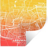 Stickers muraux - Plan de la ville - Leeuwarden - Nederland Bas - Jaune - 50x50 cm - Feuille adhésive - Carte