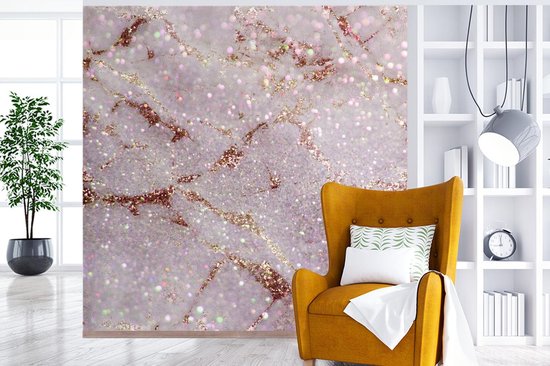 Papier peint - Papiers Papier peint photo Marbre - Violet - Glitter - Largeur 220 cm x Hauteur 220 cm