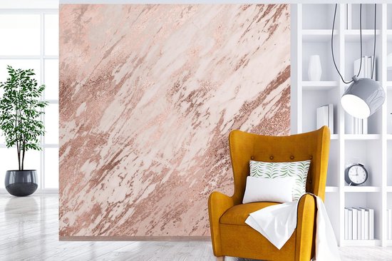 Behang - Fotobehang Marmer - Roze - Patroon - Breedte 240 cm x hoogte 240 cm