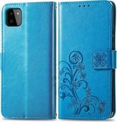 Klavertje vier blauw agenda book case hoesje Samsung Galaxy A22 5G