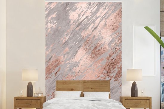 Papier peint - Papiers Papier peint photo Marbre - Grijs - Rosé - Or - Largeur 145 cm x hauteur 220 cm