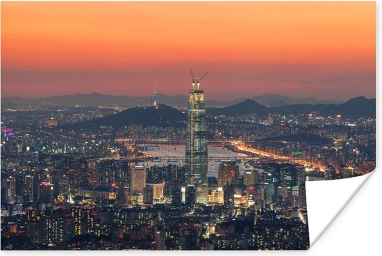 Poster Zonsondergang bij Seoul in Zuid-Korea - 30x20 cm