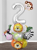 25 stuks ballonen incl. tape set - 25 ballonen - 2 jaar - verjaardag - kinderfeestje - feestje - ballonen - dieren - aap - leeuw - zebra - koe - natuur - decoratie