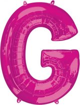 folieballon letter G 63 x 81 cm roze