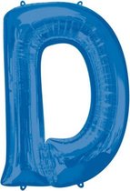 folieballon letter D 60 x 83 cm blauw