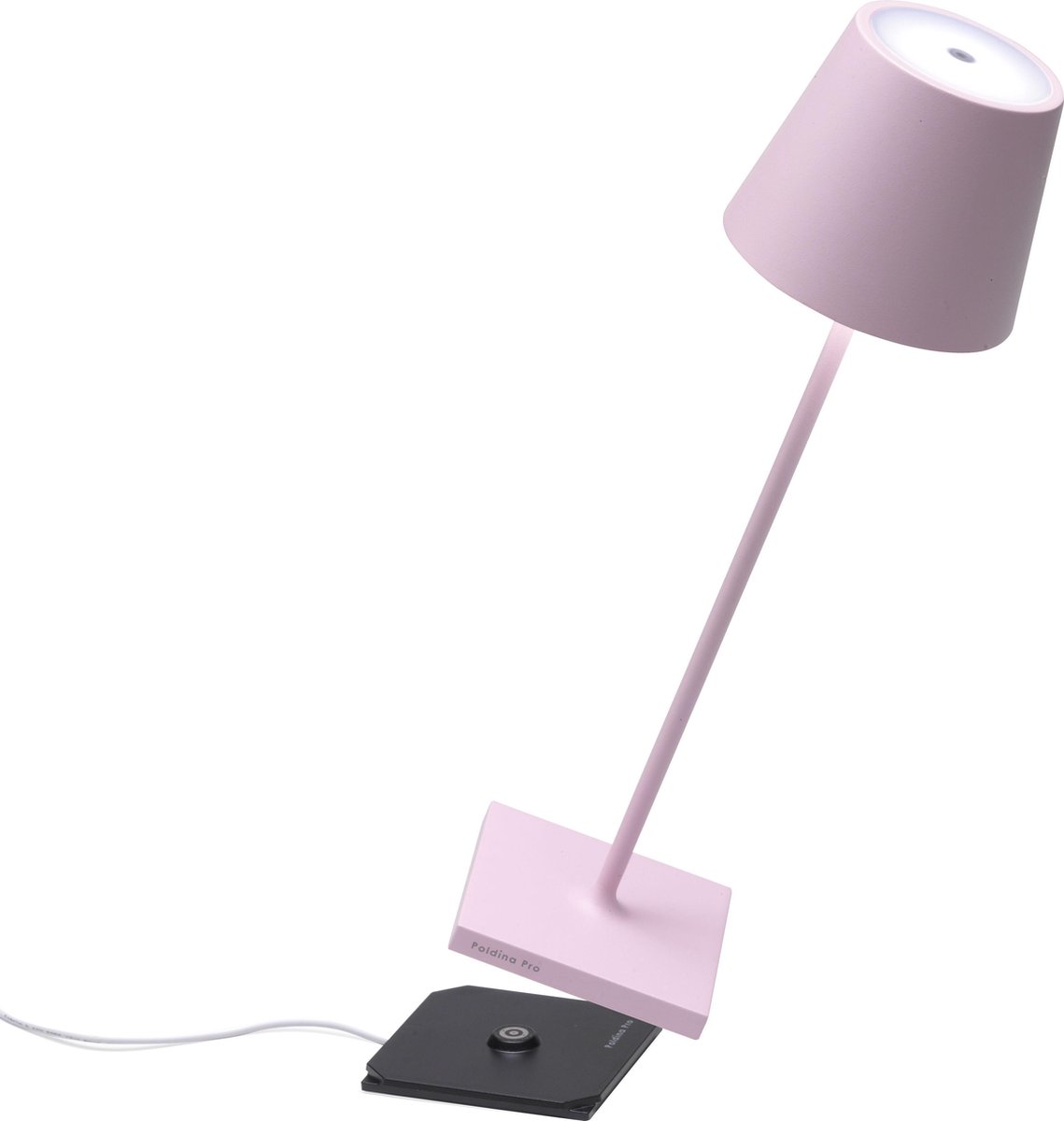 Zafferano - Poldina Pro hoog - Roze - H38cm- Ledlamp - Terraslamp - Bureaulamp – Tafellamp – Snoerloos – Verplaatsbaar – Duurzaam - Voor binnen en buiten – LED - Dimbaar - 3000K – IP54 Spat Waterdicht - USB oplaadbaar - Roze / Pink