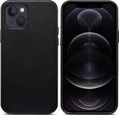 ShieldCase telefoonhoesje geschikt voor Apple iPhone 13 leren hoesje - zwart - Lederen case - Backcover leder - Leren hoesje met harde buttons