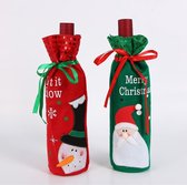 ZaCia Wijnfleshoes Kerstman en Sneeuwpop Set van 2 - Kerstdecoratie Wijn Champagne Fles Zak - Wijnfleshouder Kerst - Kerstcadeau