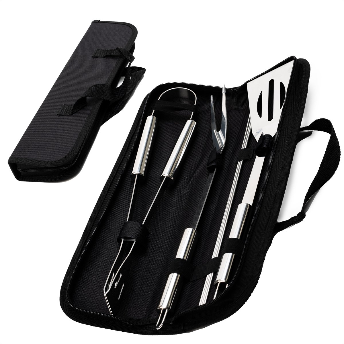 CuisiNoon® BBQ Accessoires set - Incl. opberghoes - BBQ Set met BBQ tang, vork, spatel en spiezen