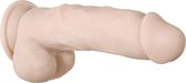 Evolved - buigzame dikke dildo met scrotum en zuignap 21,6 cm - Huidroze