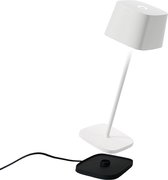 Zafferano - Ofelia MINI - Wit - H30cm - Ledlamp - Bureaulamp – Tafellamp – Snoerloos – Verplaatsbaar – Duurzaam - Voor binnen en buiten – LED - Dimbaar - 3000K - IP65 Spat Waterdic