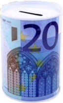 spaarpot 20 euro 12 x 8,5 cm aluminium wit/blauw