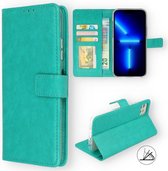 iPhone 13 Hoesje Turquoise - Portemonnee Book Case - Kaarthouder & Magneetlipje