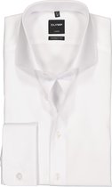 OLYMP Luxor modern fit overhemd - dubbele manchet - wit - Strijkvrij - Boordmaat: 45