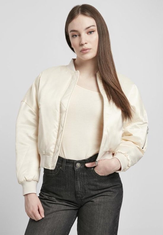 Urban Classics - Short Oversized Satin Bomber jacket - XS - Creme