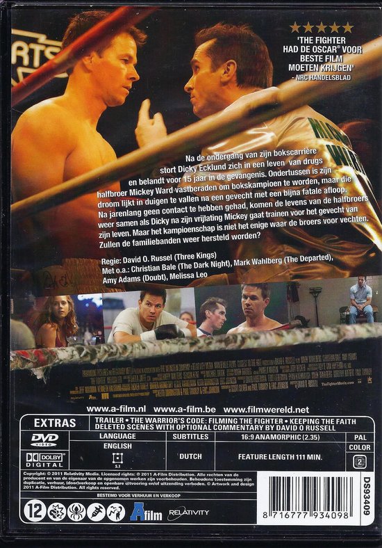 Promotionele poster voor de film 'The Fighter' met Mark Wahlberg en Christian Bale, beiden boksers.