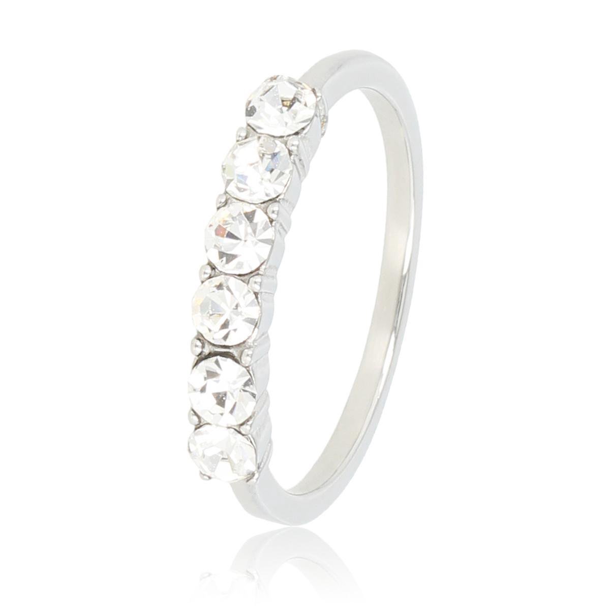 *My Bendel - Stijlvolle damesring waarmee je straalt - Ring met 4mm grote kristal zirkonia stenen - Met luxe cadeauverpakking