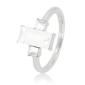 *My Bendel - Mooie zilverkleurige ring met kristal steen - Elegante aanschuifring met een kristal stenen, gemaakt van edelstaal - Met luxe cadeauverpakking