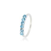 My Bendel - Stijlvolle damesring waarmee je straalt - Ring met 4mm grote blauwe zirkonia stenen - Met luxe cadeauverpakking