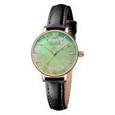 BiDen - BAISHIOI - Dames Horloge - Zwart/Rosé/Groen - 30mm