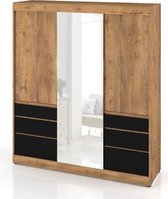 AZ-Home - Kledingkast Haïti- Kast - Garderobekast - Eiken/Zwart- 180 cm