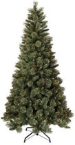 Kunstkerstboom | H: 228 cm | Met LED-verlichting | Glinsterende gouden takken | Met dennenappels | 31HSGB75L