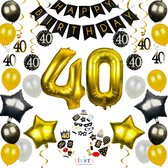 40 Jaar Verjaardag Versiering - Goud/Zwart - Versiering Verjaardag - Feestartikelen - Feestversiering - Verjaardag Decoraties