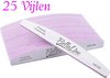 Doos van 25 BellaLine nagelvijlen, 100/180 grit, met paarse strepen.