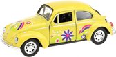 auto Volkswagen Beetle bloemen geel 10,5 cm