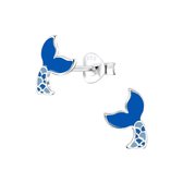 Joy|S - Zilveren zeemeermin staart oorbellen - blauw