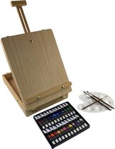 Houten schilderkoffer inclusief ezel van WDMT™ | Eenvoudig uitvouwbare schilders set | Inclusief verf en benodigdheden | Makkelijk mee te nemen en te gebruiken  | Limited edition