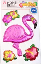 dikke stickers Flamingo 25 x 15 cm folie roze 4-delig